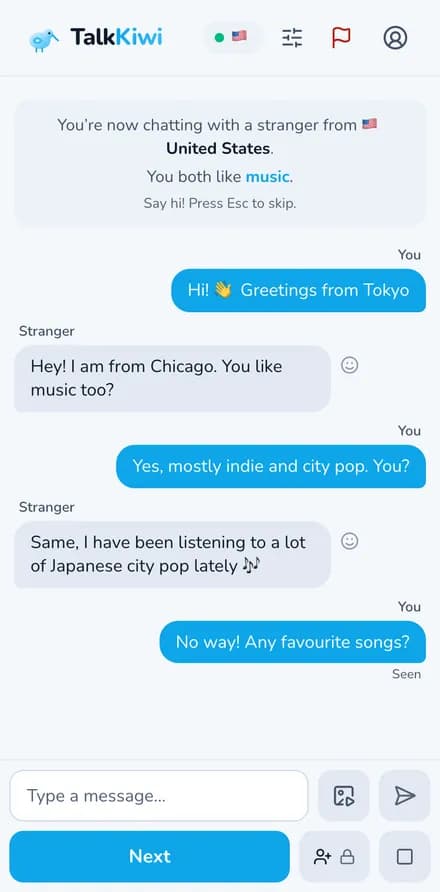 Chat with strangers on your phone: TalkKiwi random text chat on mobile
